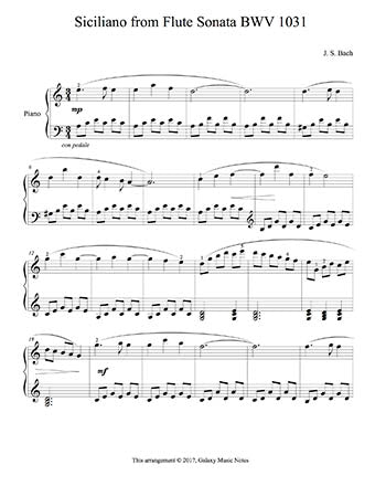 Siciliano from Sonata BWV 1031 Level 4: 1st piano music sheet