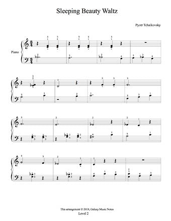 Sleeping Beauty Waltz Level 2 - 1st piano music sheet