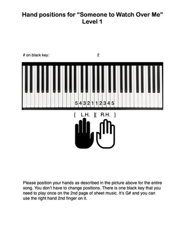 Someone to Watch Over Me: Level 1 - Digital piano sheet music