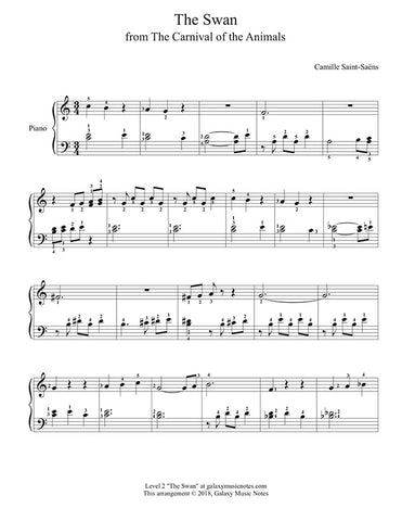 The Swan: Level 2 - 1st music sheet