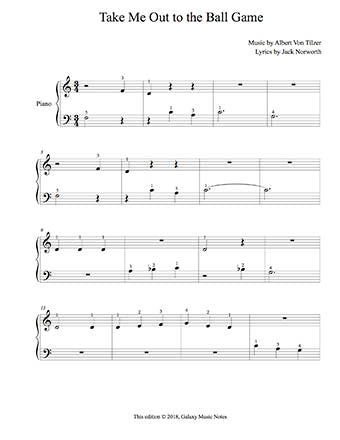 Take Me Out to the Ball Game Level 1 - 1st piano music sheet