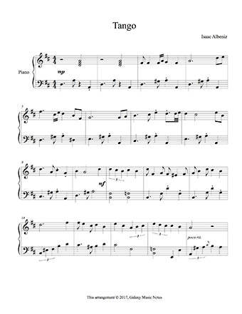Tango in D Major Level 5 - 1st piano music sheet