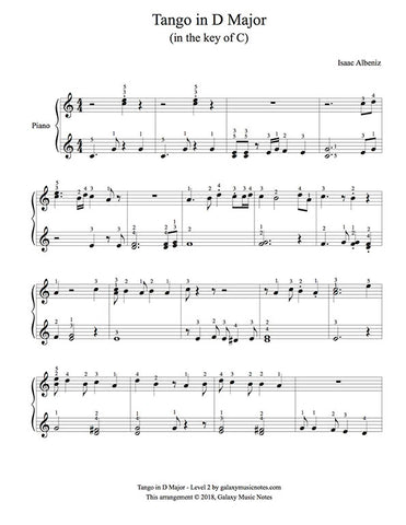 Tango in D Major Level 2 - 1st piano music sheet