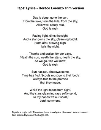 Taps - Lyrics page