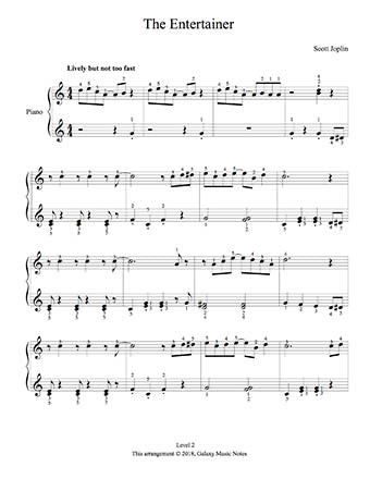 The Entertainer Level 2 - 1st piano music sheet