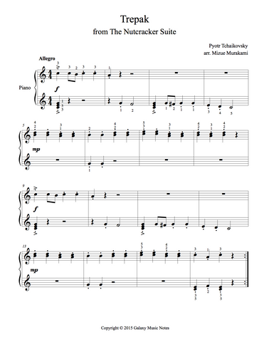 Trepak from The Nutcracker Level 2 - 1st piano music sheet