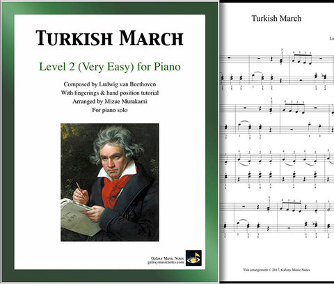 Turkish March by Beethoven Level 2 - Cover & 1st piano sheet