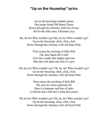 Up on the Housetop - Lyrics page