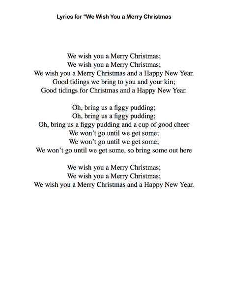 We Wish You a Merry Christmas - Cups - PDF