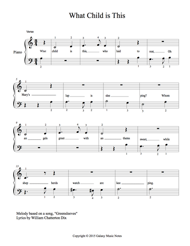What Child is This Level 1 - 1st piano music sheet