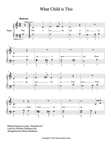 What Child is This Level 2 - 1st piano music sheet
