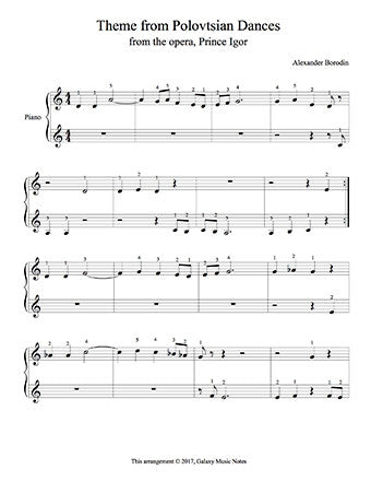 Theme from Polovtsian Dances Level 1 - 1st piano music sheet