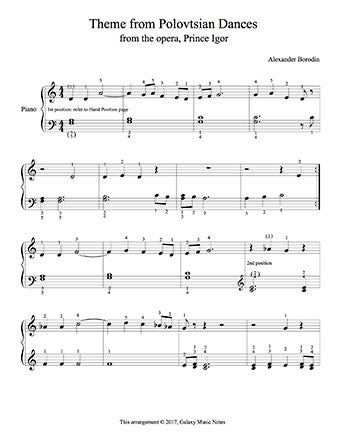 Theme from Polovtsian Dances Level 2 - 1st piano music sheet