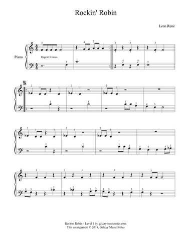 Rockin' Robin Level 1 - 1st piano music sheet