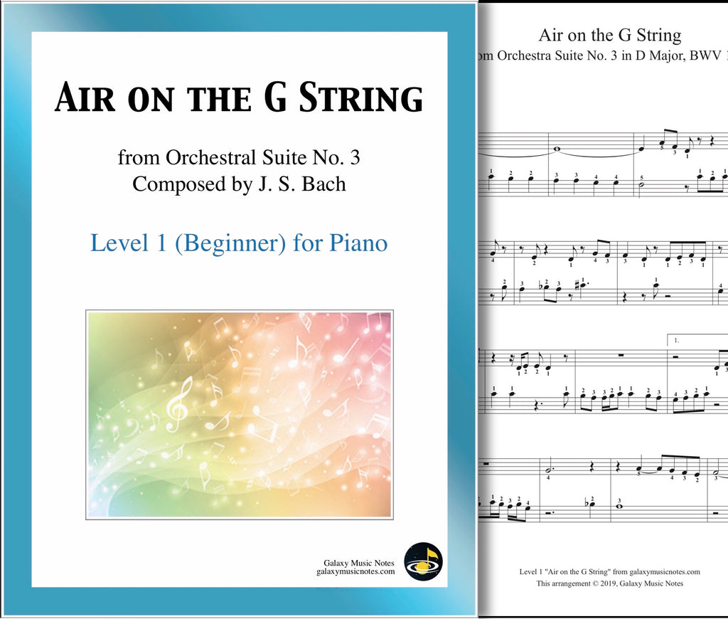 Air on the G String: Level 1 - 1st music page & cover