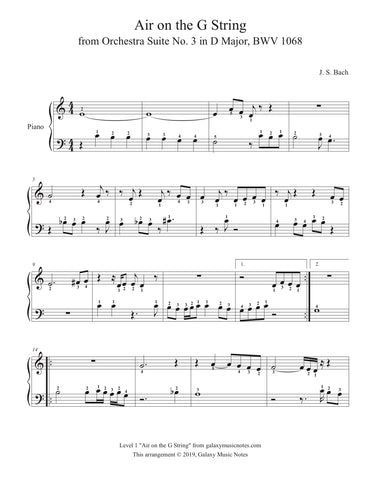 Air on the G String: Level 1 Piano sheet music - Page 1