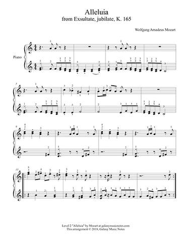 Alleluia by Mozart: Level 2 - 1st music page