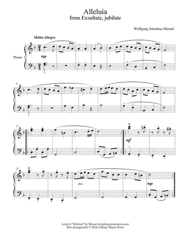 Alleluia by Mozart: Level 4 - 1st music page
