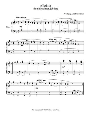 Alleluia by Mozart Level 5 - 1st piano music sheet