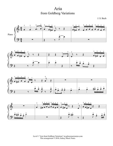 Aria from Goldberg Variation: Level 1 - 1st music page