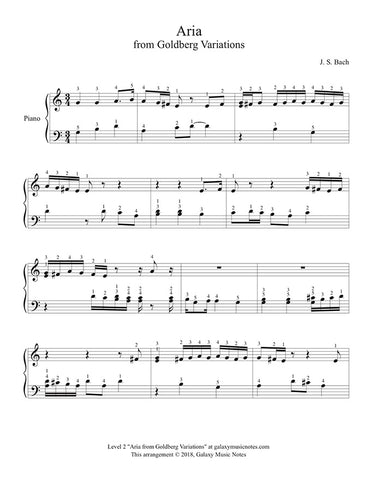 Aria from Goldberg Variations: Level 2 - 1st music page