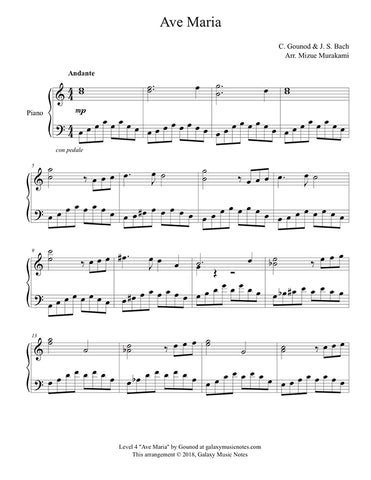 Ave Maria by Gounod: Level 4 - 1st music page
