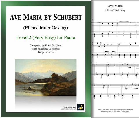 Ave Maria by Schubert: Level 2 - 1st piano sheet & cover