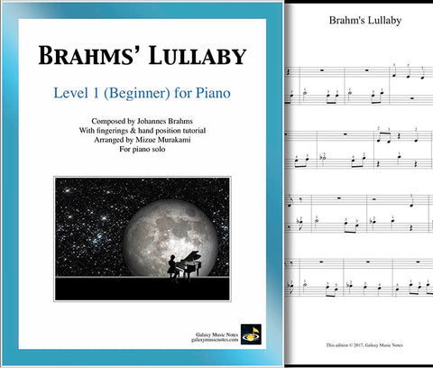 Brahms Lullaby Level 1 - Cover & 1st piano sheet