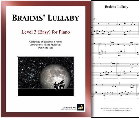 Brahms' Lullaby: Level 3 - Cover sheet & 1st page