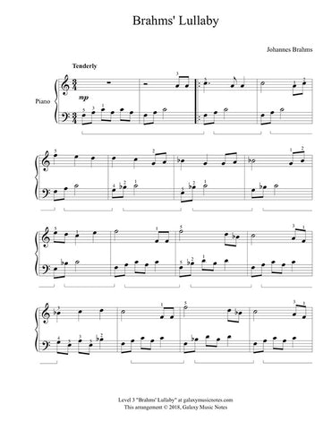 Brahms Lullaby: Level 3 - 1st music page