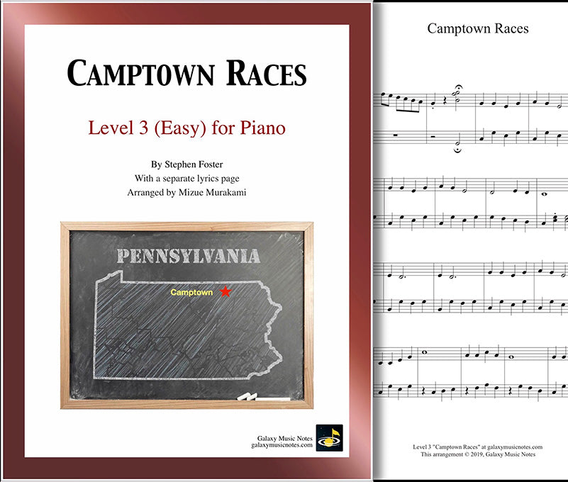 Camptown Races: Level 3 - 1st piano page & cover