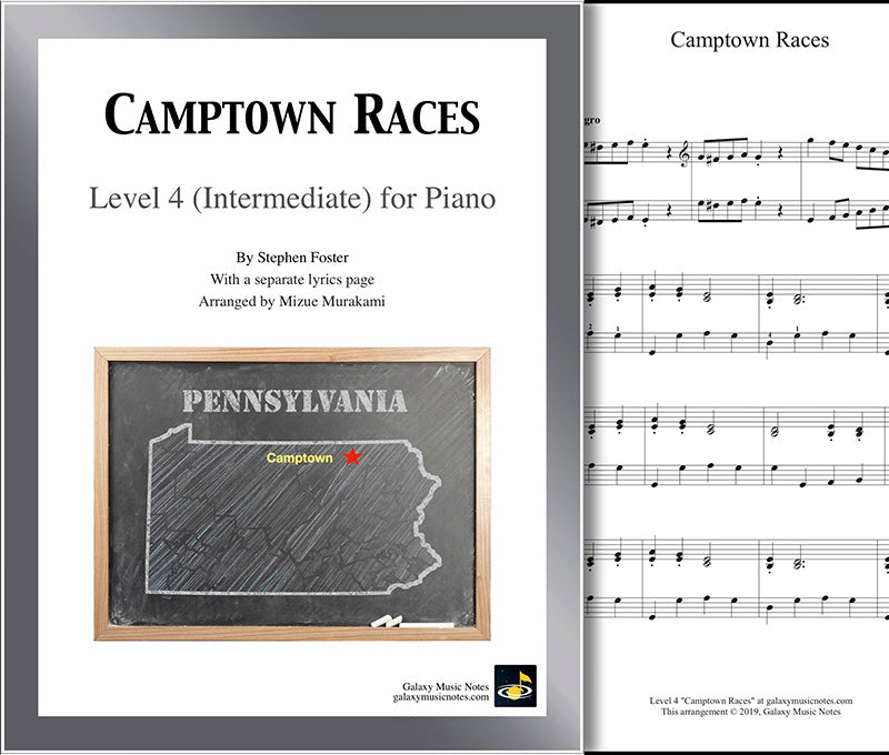 Camptown Races: Level 4 - 1st piano page & cover