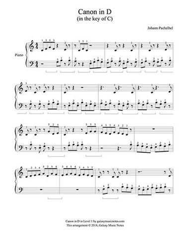 Canon in D Level 1 - 1st piano music sheet