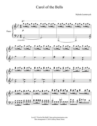 Carol of the Bells: Level 5 piano sheet music - Page 1