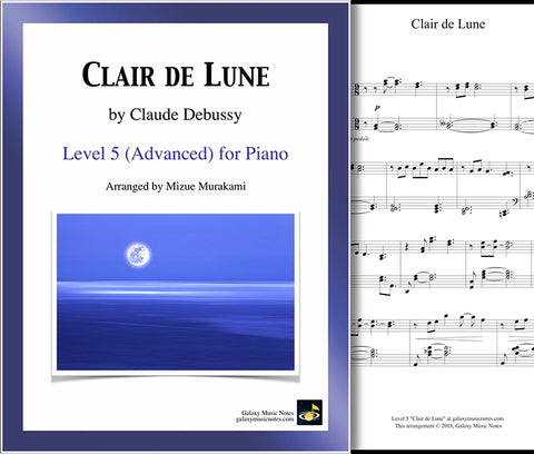 Clair de Lune: Level 5 - Cover & 1st music sheet 