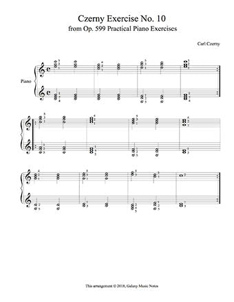 Czerny Piano Exercise No. 10 from Op. 599 - 1st music page