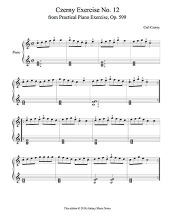 Czerny Piano Exercise No. 12 from Op. 599 - 1st music page