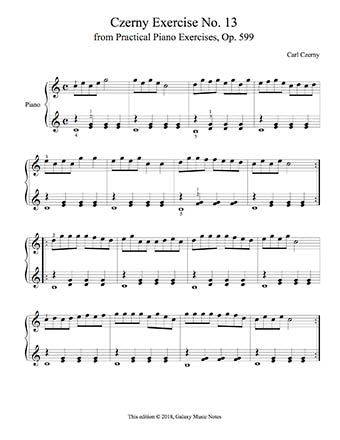 Czerny Piano Exercise No. 13 from Op. 599 - 1st music page