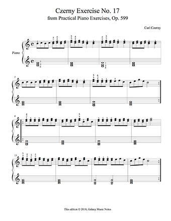 Czerny Piano Exercise No. 17 from Op. 599 - 1st music page