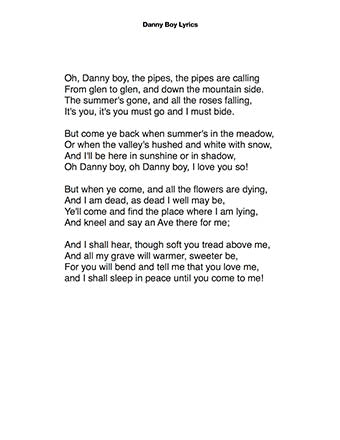 Danny Boy - Lyrics page