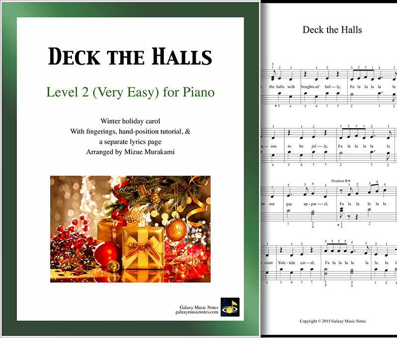 Deck the Halls Level 2 - Cover sheet & 1st piano sheet
