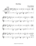 Fur Elise Level 2 - 1st piano music sheet