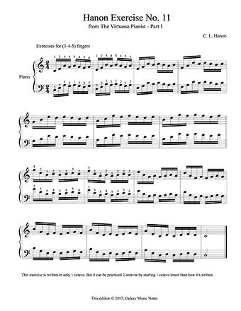 Piano Hanon Exercise sheet No. 11
