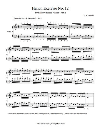 Hanon Piano exercise sheet No. 12