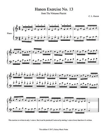 Hanon Exercise sheet No. 13 for piano 