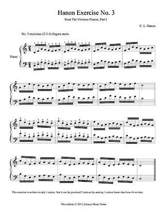 Hanon Piano exercise No. 3 sheet