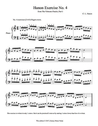 Hanon piano exercise No. 4 sheet