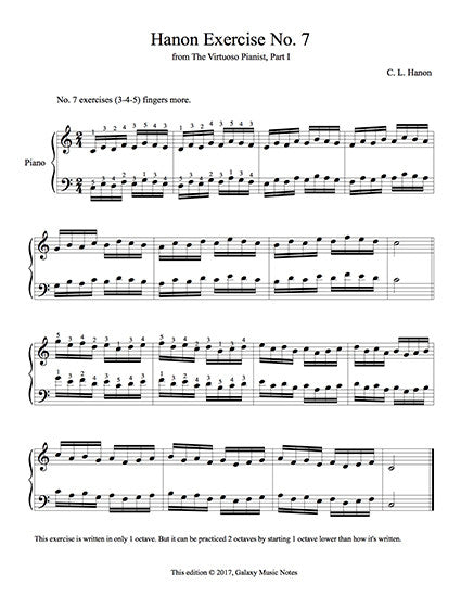 Hanon Exercise No. 7 sheet for piano  