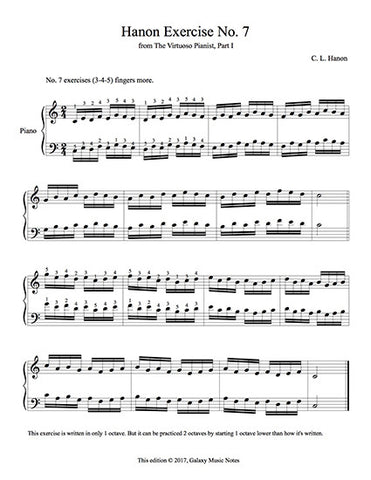 Hanon Exercise No. 7 sheet for piano  