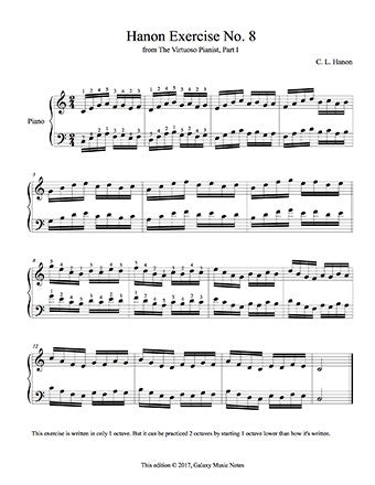 Hanon piano exercise No. 8 sheet 